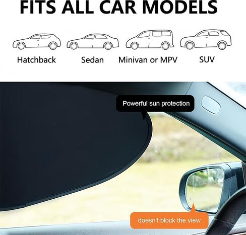 2 Pack Car Window Shades, Electrostatic Adsorption Window Cover, Foldable Side Window Sun Shade for Privacy, UV Protection, Heat Insulation, 14.5"×19.3", Black in Kuwait