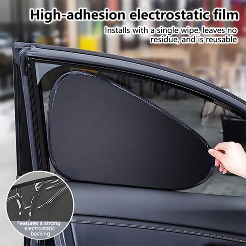 2 Pack Car Window Shades, Electrostatic Adsorption Window Cover, Foldable Side Window Sun Shade for Privacy, UV Protection, Heat Insulation, 14.5"×19.3", Black in Kuwait