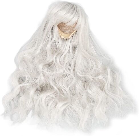 Fayelume Doll Wig, Curly Wigs, Long White Wig, 1/6 Bjd Doll Hair with Bangs for Doll Dress up Silver Gray in Kuwait