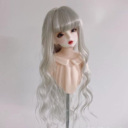 Fayelume Doll Wig, Curly Wigs, Long White Wig, 1/6 Bjd Doll Hair with Bangs for Doll Dress up Silver Gray in Kuwait