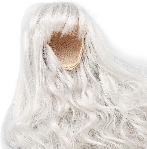 Fayelume Doll Wig, Curly Wigs, Long White Wig, 1/6 Bjd Doll Hair with Bangs for Doll Dress up Silver Gray in Kuwait