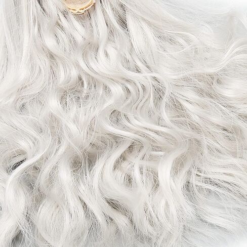 Fayelume Doll Wig, Curly Wigs, Long White Wig, 1/6 Bjd Doll Hair with Bangs for Doll Dress up Silver Gray in Kuwait