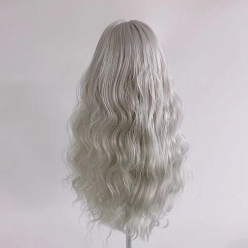 Fayelume Doll Wig, Curly Wigs, Long White Wig, 1/6 Bjd Doll Hair with Bangs for Doll Dress up Silver Gray in Kuwait