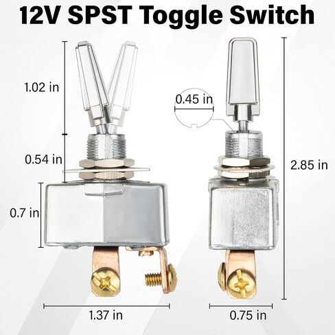 2PCS Heavy Duty Toggle Switch 12V 50 Amp, Waterproof SPST ON Off Automotive Switch, 2 Pin Metal Screw Terminal Toggle Switches Fit for Automotive Car, Marine Boat in Saudi Arabia