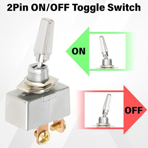 2PCS Heavy Duty Toggle Switch 12V 50 Amp, Waterproof SPST ON Off Automotive Switch, 2 Pin Metal Screw Terminal Toggle Switches Fit for Automotive Car, Marine Boat in Saudi Arabia