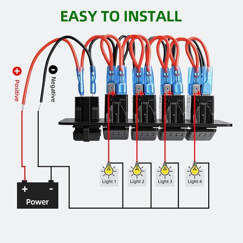 4 Gang Switch Panel with Dual USB Charger, 12-24V LED Digital Voltmeter, IP65 Waterproof Rocker Switch Panel for Boat RV Truck Marine SUV UTV in Saudi Arabia