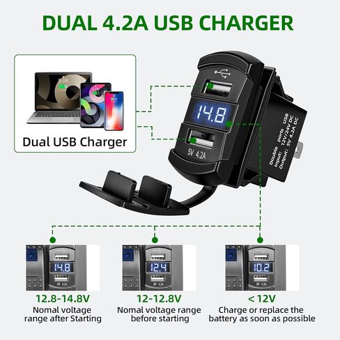 4 Gang Switch Panel with Dual USB Charger, 12-24V LED Digital Voltmeter, IP65 Waterproof Rocker Switch Panel for Boat RV Truck Marine SUV UTV in Saudi Arabia