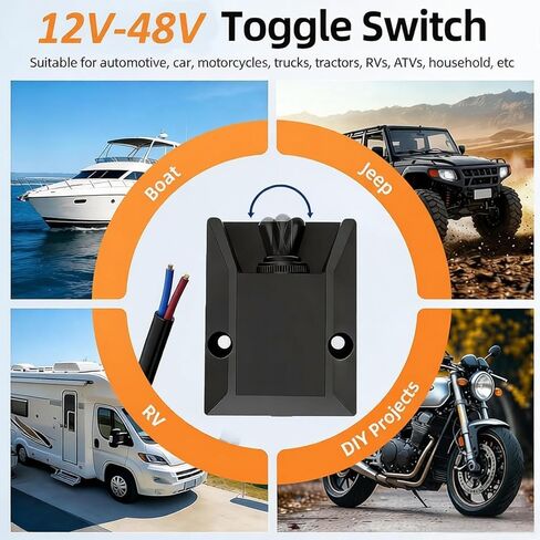 Wired Toggle Switch 12V 30A Heavy Duty Waterproof Toggle Switch SPST ON/Off 2 Pin Latching Rocker Switch with 2ft Wire for Marine, RV, Automotive, Boat Electrical Systems in Saudi Arabia
