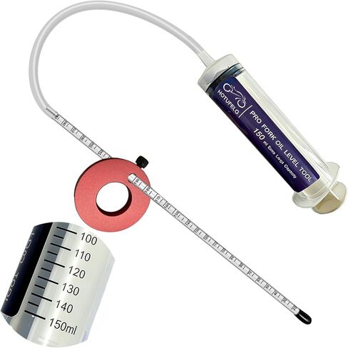 Uprade 150ml Syringe Fork Oil Measurement Gauge, 300mm Precision Stainless Steel Scale with Red Adjustable Stopper,Leak-Proof End Cap,for Bike & Motorcycle Suspension Tuning Mess-Free Oil Adjustment in Saudi Arabia