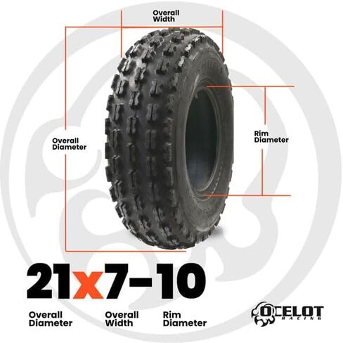 Ocelot P356 ATV Front Tire 21x7-10 GNCC Holeshot Sport RAZR Style 4-Ply Construction with Non-Directional Tread Pattern for Durability, Grip, and Traction in Kuwait