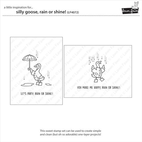 Lawn Fawn LF4072 Silly Goose, Rain Or Shine! 3X4 Clear Stamp Set in Kuwait