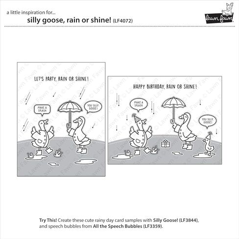 Lawn Fawn LF4072 Silly Goose, Rain Or Shine! 3X4 Clear Stamp Set in Kuwait