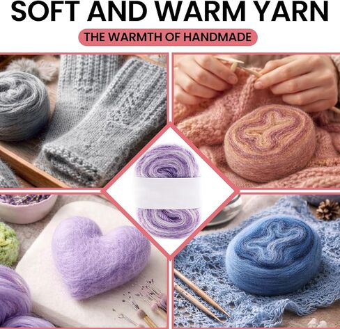 Silk Mohair Blend Yarn – Hand-Dyed Colorful, 1.8oz/50g, 136.7yd/125m, for 4.0-5.0mm Needles & 3.0mm Hooks for Scarf Hand Knitting & Crochet Weaving DIY Craft, Brown in Kuwait
