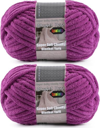 Chunky Yarn for Crocheting - Chenille Yarn for Knitting - Super Soft Bulky Blanket Yarn for Crochet Blanket, Amigurumi, Scarves, Hat, Velvet Plush Fluffy Yarn 200g/76.6yds Each Skein (1, Light Purple) in Saudi Arabia