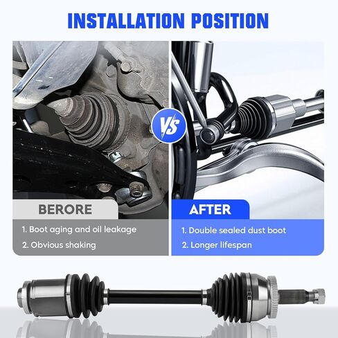 Front Left&Right CV Axle Shaft Assembly Fit for Hyundai Santa Fe V6 3.3L 2007 2008 2009, (w/ 5-Speed Automatic Trans Only), Replace for 66-3539 66-3540, 2 pcs CV Joint Shaft in Kuwait