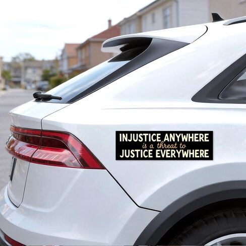 ملصق أو مغناطيس Injustice Anywhere is a Threat to Justice Everywhere، ملصق أو مغناطيس للعدالة الاجتماعية، مغناطيس سيارة قابل لإعادة الاستخدام لخزانة الثلاجة، ملحقات سيارات حقوق الإنسان in Kuwait