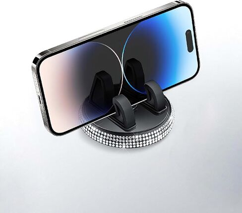 360° Rotation Bling Rhinestone Car Phone Holder,Adjustable Self-Adhesive Dashboard Mount for Most Vehicles-Black in Kuwait