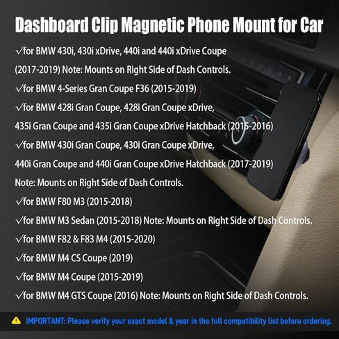 تمت ترقيته بشحن لاسلكي بقدرة 15 وات، حامل هاتف مغناطيسي قوي لسيارات BMW 2 3 4 Series M3 M4 F22 F30 F32 F80 F82 - ملاءمة خاصة لمحرك اليد اليسرى، حامل هاتف سيارة معدني غير قابل للتلف، مشبك لوحة القيادة in Kuwait