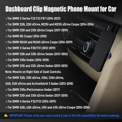 تمت ترقيته بشحن لاسلكي بقدرة 15 وات، حامل هاتف مغناطيسي قوي لسيارات BMW 2 3 4 Series M3 M4 F22 F30 F32 F80 F82 - ملاءمة خاصة لمحرك اليد اليسرى، حامل هاتف سيارة معدني غير قابل للتلف، مشبك لوحة القيادة in Kuwait