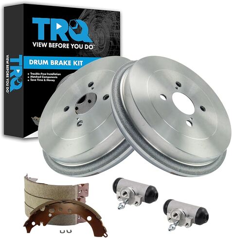 TRQ Rear Brake Shoe Drum Wheel Cylinder Set Compatible with 2012-2014 Toyota Prius C in Kuwait
