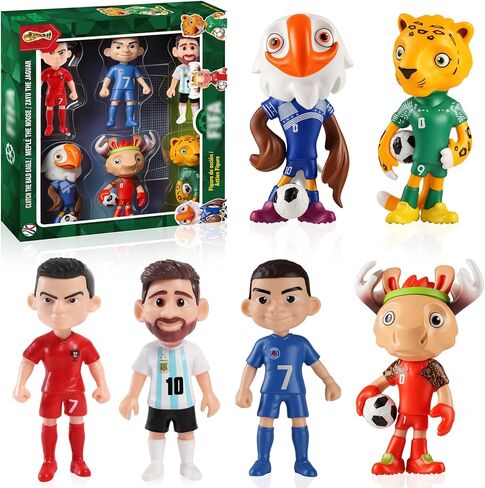 3 Pack World Cup 2026 Decorations, Mascot and Star Player Style Figures, 4 Inch PVC Cartoon Football Character Toys, Soccer Sports Collectible Figurines for Kids Fans Party Favors (3PCS) in Saudi Arabia
