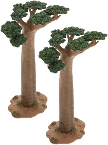 2Pcs Mini Model Trees - Imitation Baobab Tree Mini Tree Figurines Diorama Supplies Artificial Tree Fake Plants for Train Scenery Architecture Landscape Desert Scene Sand Table Decor in Kuwait