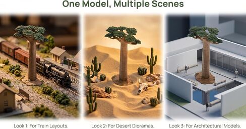 2Pcs Mini Model Trees - Imitation Baobab Tree Mini Tree Figurines Diorama Supplies Artificial Tree Fake Plants for Train Scenery Architecture Landscape Desert Scene Sand Table Decor in Kuwait