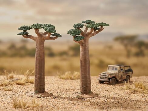 2Pcs Mini Model Trees - Imitation Baobab Tree Mini Tree Figurines Diorama Supplies Artificial Tree Fake Plants for Train Scenery Architecture Landscape Desert Scene Sand Table Decor in Kuwait