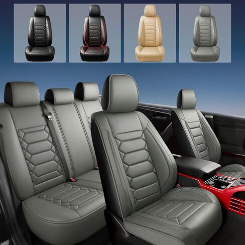 Fit Escape Car Seat Covers (5 Seats Full Set) Compatible with Ford Escape 2001-2024 2025 2026 - Full Coverage Breathable Leather, Airbag Compatible, Waterproof & All-Weather,Grey in Saudi Arabia