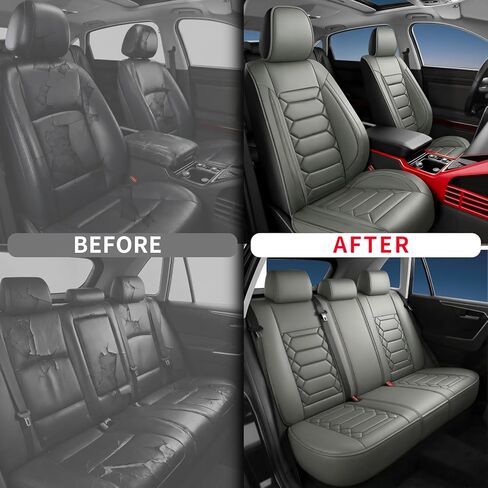 Fit Escape Car Seat Covers (5 Seats Full Set) Compatible with Ford Escape 2001-2024 2025 2026 - Full Coverage Breathable Leather, Airbag Compatible, Waterproof & All-Weather,Grey in Saudi Arabia