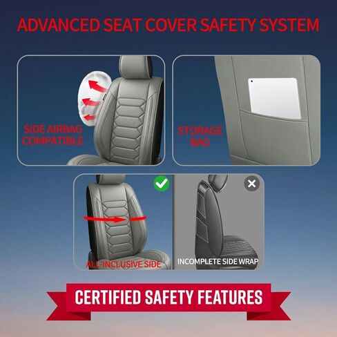 Fit Escape Car Seat Covers (5 Seats Full Set) Compatible with Ford Escape 2001-2024 2025 2026 - Full Coverage Breathable Leather, Airbag Compatible, Waterproof & All-Weather,Grey in Saudi Arabia