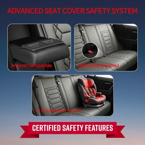 Fit Escape Car Seat Covers (5 Seats Full Set) Compatible with Ford Escape 2001-2024 2025 2026 - Full Coverage Breathable Leather, Airbag Compatible, Waterproof & All-Weather,Grey in Saudi Arabia