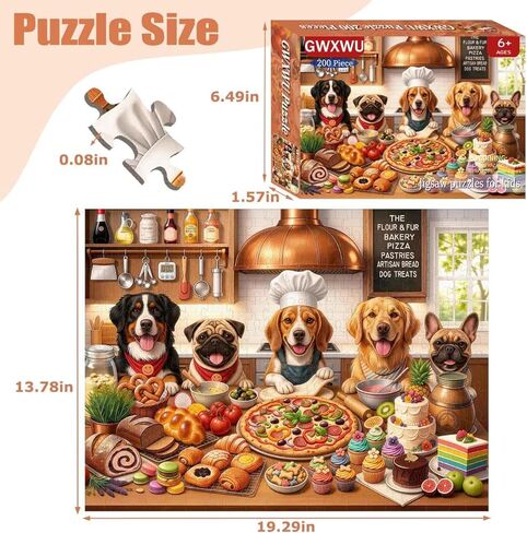 Puzzles for Kids Ages 6-8 and 8-10, 200 Piece Jigsaw Puzzle for Adults and Seniors – Funny Chef Doggy Puzzle, Cute Dog Puzzle, Educational Learning Toy for Boys and Girls, Family Game Gift in Saudi Arabia