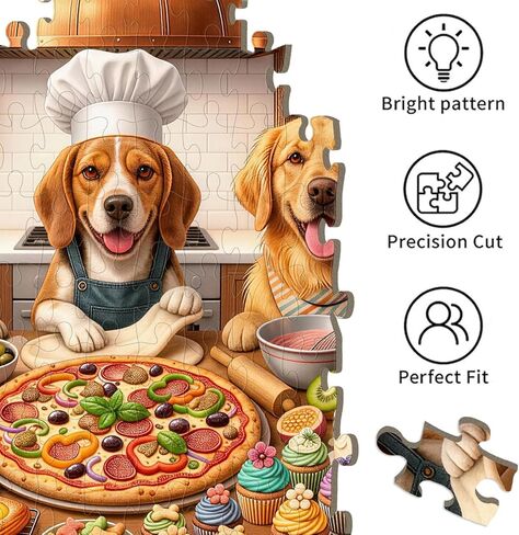 Puzzles for Kids Ages 6-8 and 8-10, 200 Piece Jigsaw Puzzle for Adults and Seniors – Funny Chef Doggy Puzzle, Cute Dog Puzzle, Educational Learning Toy for Boys and Girls, Family Game Gift in Saudi Arabia