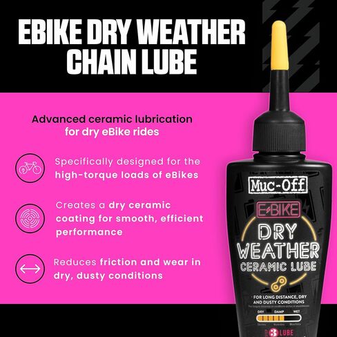 Muc-Off eBike Dry Chain Lube, 1.7 fl oz - Bike Lube, Bike Chain Oil, Chain Wax for Dry Weather Conditions - Bike Lubricant for Electric Bikes in Saudi Arabia