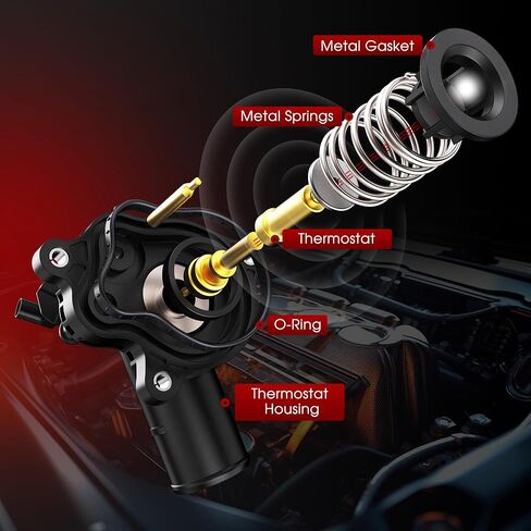 Engine Coolant Thermostat Housing Assembly with Sensor Compatible with Dodge Ram Jeep Models, Durango, Gladiator, Grand Cherokee, Wrangler, Ram 1500, Replaces 902-3113 4893926AF 4893926AD in Kuwait