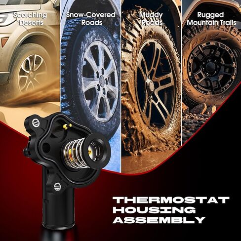 Engine Coolant Thermostat Housing Assembly with Sensor Compatible with Dodge Ram Jeep Models, Durango, Gladiator, Grand Cherokee, Wrangler, Ram 1500, Replaces 902-3113 4893926AF 4893926AD in Kuwait