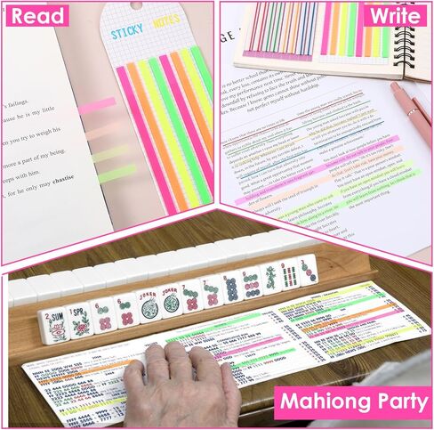 Nogeqi 640 Pcs Mahjong Line Finder, Mahjong Card Line Reader Highlighter Strips, No Residue Writable, Transparent Sticky Notes for Players Beginner Rule Reader, Strategy Assistant in Saudi Arabia