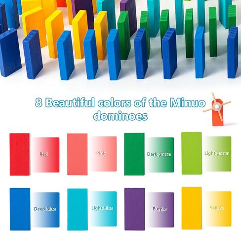 200-Piece Wooden Domino Set for Kids - STEM Learning Toy with Creative Tricks, Building Blocks & Classic Game Fun - Montessori Educational Gift for Boys & Girls Ages 3+ in Saudi Arabia