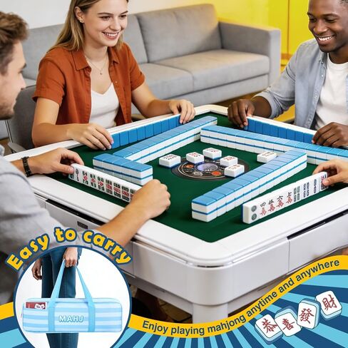 Mahjong Rack Storage Bag with 4 Independent Compartments and 1 Front Pocket,Mahjong Bag for Tiles and Racks Mahjong Accessories and Gifts (Only Bag) (Blue) in Kuwait