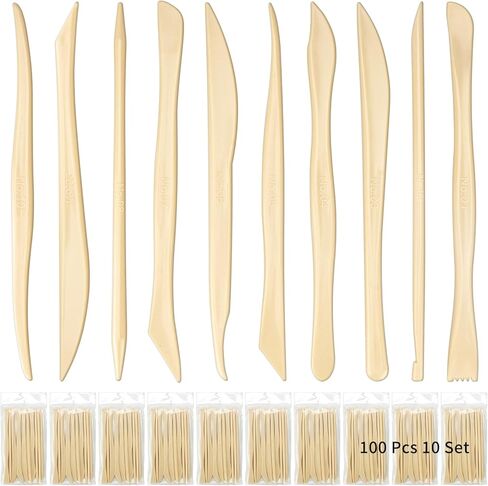Decorniqu 100 Pcs 10 Set Plastic Clay Sculpting Tools Double Ended Pottery Modeling Clay Tools Reusable Polymer Carving Cutters Supplies for Carving Styling Embossing Air Dry Clay Crafts in Saudi Arabia