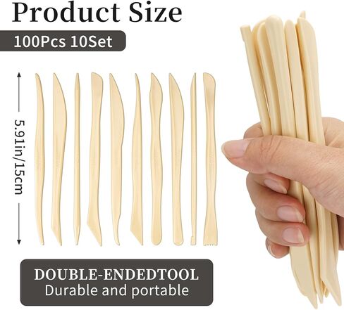 Decorniqu 100 Pcs 10 Set Plastic Clay Sculpting Tools Double Ended Pottery Modeling Clay Tools Reusable Polymer Carving Cutters Supplies for Carving Styling Embossing Air Dry Clay Crafts in Saudi Arabia