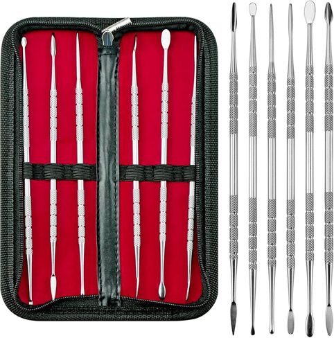 YETOOME 6 Pcs Wax Carving Tools Set with Case, Double-Ended Stainless Steel Clay Sculpting Pottery Sculpture Tools for Wax Pottery Carving Clay Modeling in Kuwait