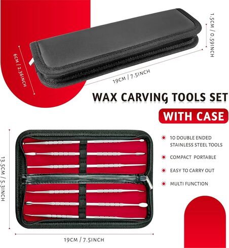 YETOOME 6 Pcs Wax Carving Tools Set with Case, Double-Ended Stainless Steel Clay Sculpting Pottery Sculpture Tools for Wax Pottery Carving Clay Modeling in Kuwait
