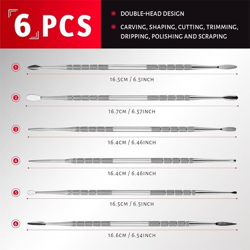 YETOOME 6 Pcs Wax Carving Tools Set with Case, Double-Ended Stainless Steel Clay Sculpting Pottery Sculpture Tools for Wax Pottery Carving Clay Modeling in Kuwait