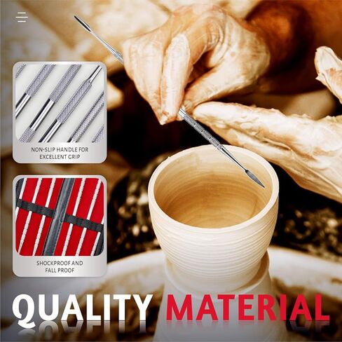 YETOOME 6 Pcs Wax Carving Tools Set with Case, Double-Ended Stainless Steel Clay Sculpting Pottery Sculpture Tools for Wax Pottery Carving Clay Modeling in Kuwait