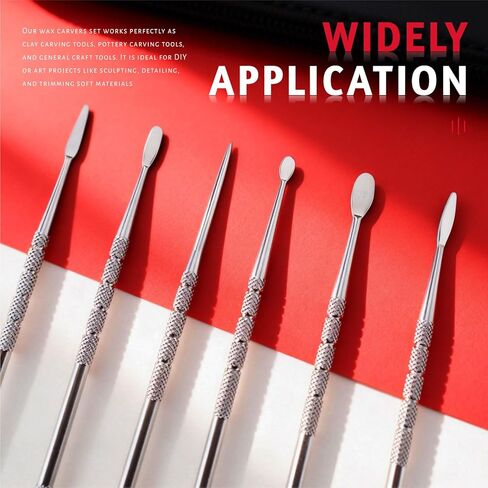YETOOME 6 Pcs Wax Carving Tools Set with Case, Double-Ended Stainless Steel Clay Sculpting Pottery Sculpture Tools for Wax Pottery Carving Clay Modeling in Kuwait