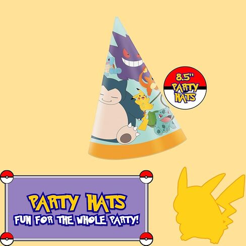 Unique Pokémon Party Supplies | Party Hats 24 Pack | Officially Licensed | Party Hats | Birthday Party Favors For Kids, Boys, Girls, Classroom Celebrations, Photo Booth Props in Kuwait