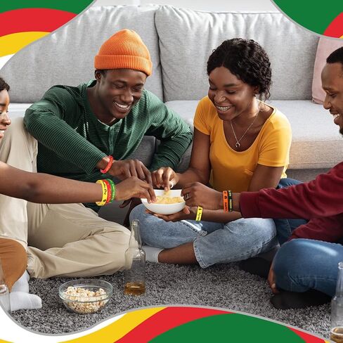 Kigeli 200 قطعة من الأساور المطاطية لحفلات Juneteenth باللون الأسود ويوم الاستقلال الأمريكي وحفلات العطلات والمستلزمات الوطنية وديكورات الهدايا وحشو حقيبة الهدايا من السيليكون in Kuwait