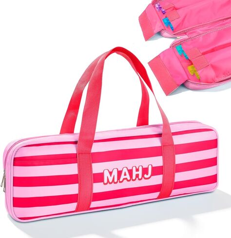 Mahjong Rack Storage Bag with 4 Independent Compartments and 1 Front Pocket,Mahjong Bag for Tiles and Racks Mahjong Accessories and Gifts (Only Bag) (Blue) in Kuwait